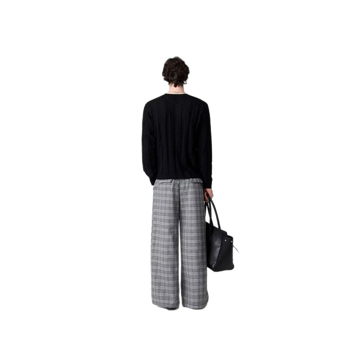 Herren Weitgeschnittene Karottenhose mit Karo-Muster Drune
