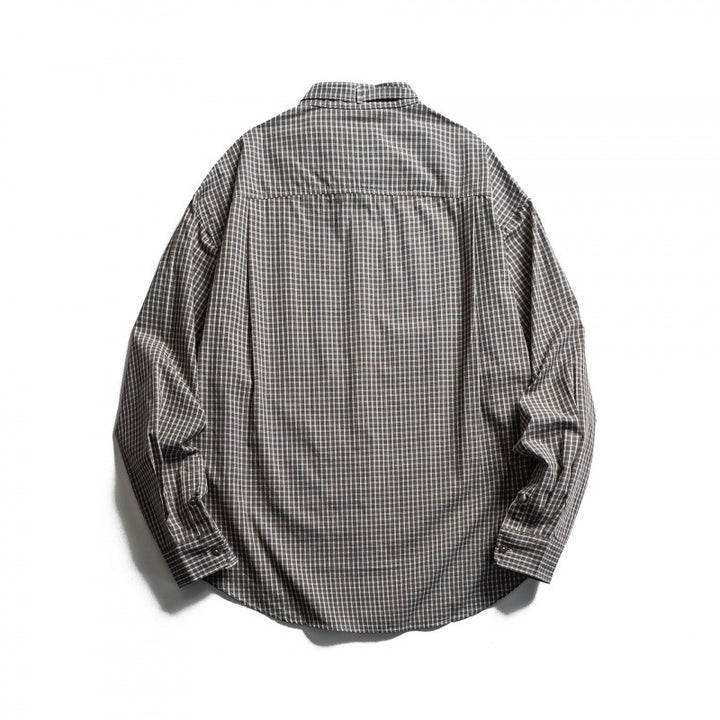 Herren Karierter Oversize-Hemd mit Stehkragen, Kordelzug und Raglanärmeln Drune