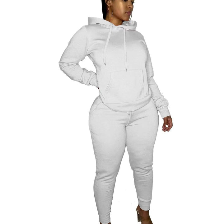 Damen nan tailliertes Hoodie- und Jogginghose-Set mit Kängurutasche, hohem Komfortbund und gerippten Knöchelbündchen Drune