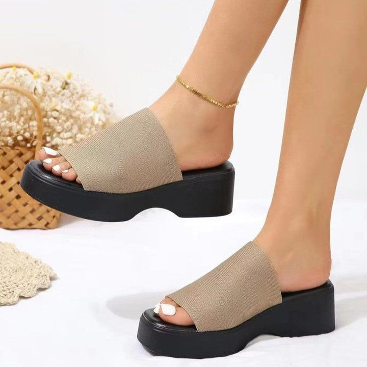 Damen Wedge-Pantoletten mit breitem Riemen und komfortabler Sohle Drune