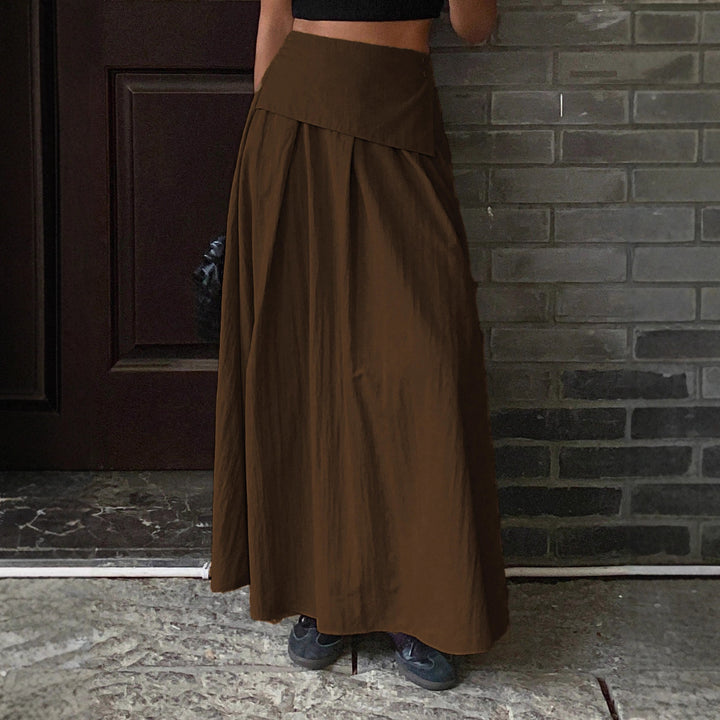 Damen Maxirock mit hoher Taille, Wickelbund und voluminösem Faltenfall Drune