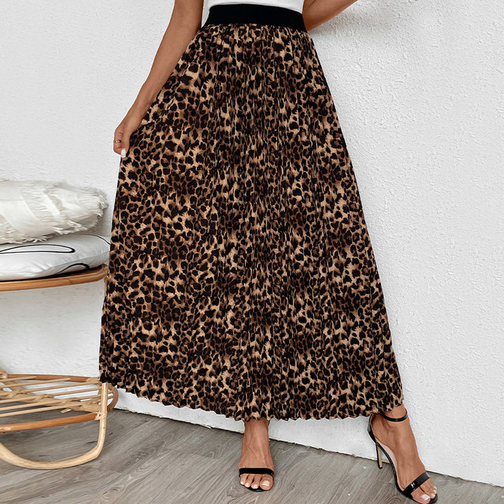 Damen Maxi-Rock mit Leoprint und elastischem Bund Drune