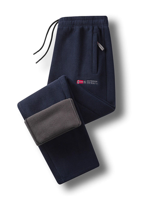 Damen Fleece-Thermohose mit elastischem Bund, Reißverschlusstaschen und weichem Innenfutter Drune