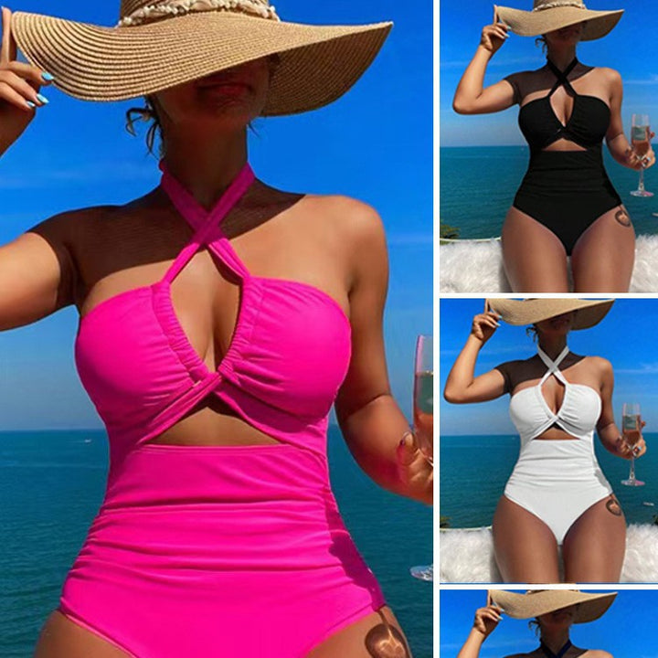 Damen Hoch geschnittener Monokini mit raffiniertem Kreuz-Design Drune