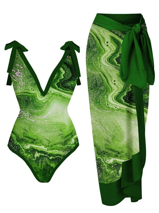 Damen Bademode-Set mit stilvollem Wickelrock Drune