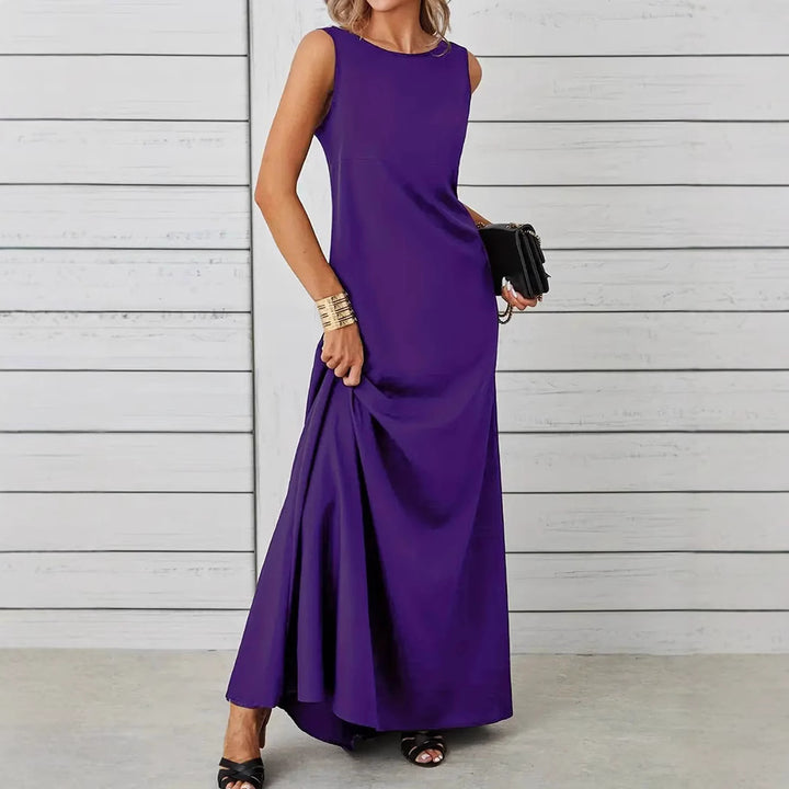 Damen elegantes Maxikleid mit schwingendem Saum und klassischem Schnitt Drune