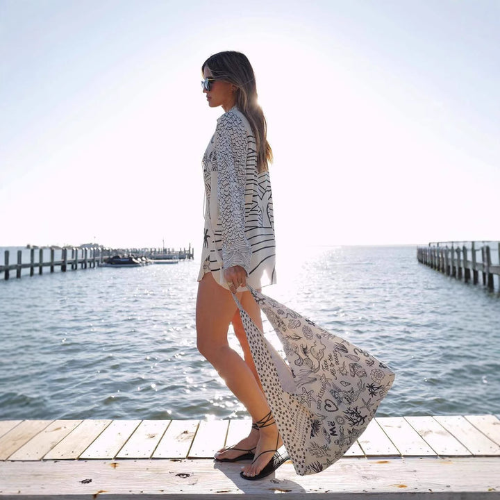 Damen Strandbluse mit maritimem Design und detailreicher Stickerei Drune