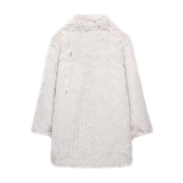 Damen Faux-Fur-Mantel mit Oversize-Schalkragen und langem, taillenfreiem Schnitt Drune