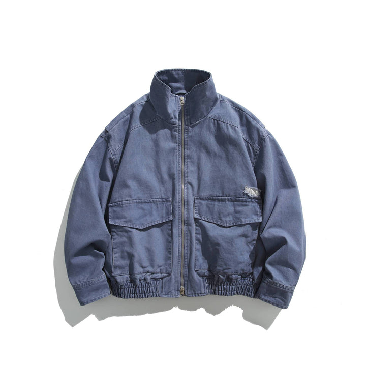 Unisex Kurzblouson im Vintage-Canvas mit hohem Stehkragen und Utility‑Taschen Drune