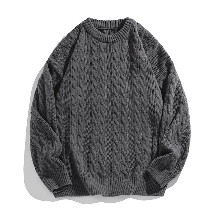 Unisex Zopfstrick-Oversize-Pullover mit grobem Rippenbund und kastigem Schnitt Drune
