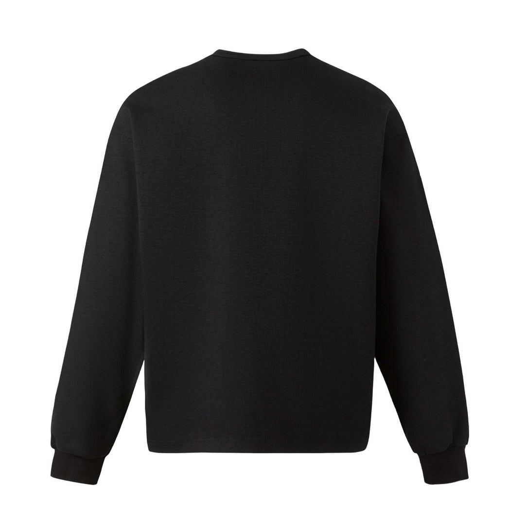 Unisex Oversize Sweatshirt mit kurzem Henley‑Placket und verschwommenem Grafikprint Drune