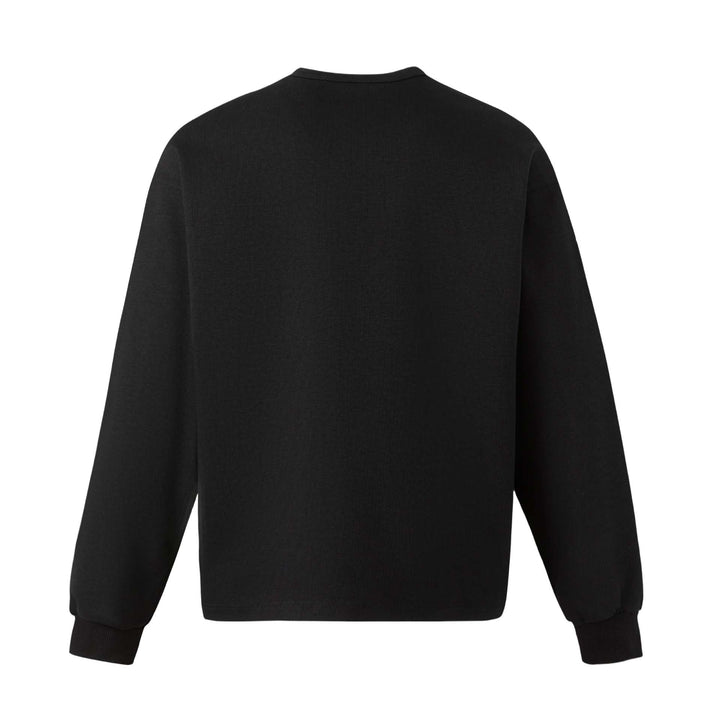 Unisex Oversize Sweatshirt mit kurzem Henley‑Placket und verschwommenem Grafikprint Drune