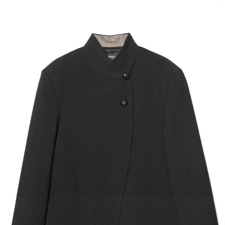Damen nan taillierter Stehkragen-Blazer mit verdeckter asymmetrischer Front und Zierknöpfen Drune