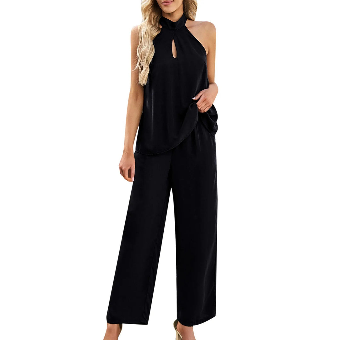 Damen Elegantes Hochkragen-Jumpsuit-Set Drune