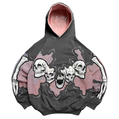 Damen Kapuzenpullover mit auffälligem Totenkopf-Print Drune