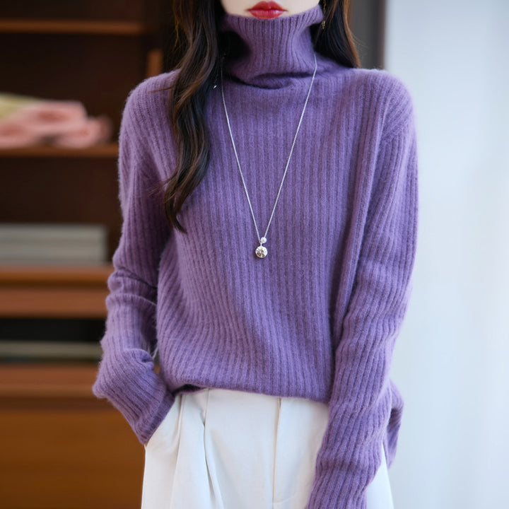 Damen Schlanker Feinstrick-Rollkragenpullover mit feiner Rippenstruktur und kaschmirähnlicher Haptik Drune