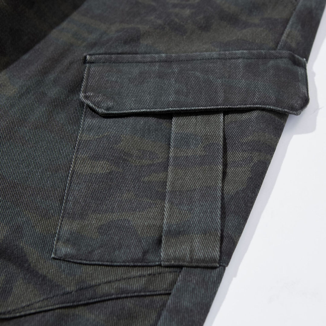 Damen Hochgeschnittene Cropped-Cargo-Hose im Utility‑Stil mit großen Klappentaschen Drune