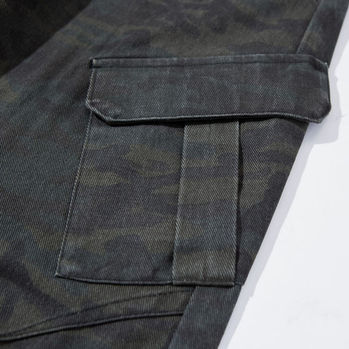 Damen Hochgeschnittene Cropped-Cargo-Hose im Utility‑Stil mit großen Klappentaschen Drune