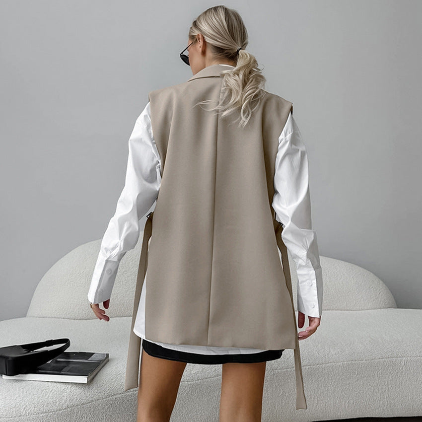 Damen Oversized Weste mit lässigem Schnitt und eleganten Details Drune