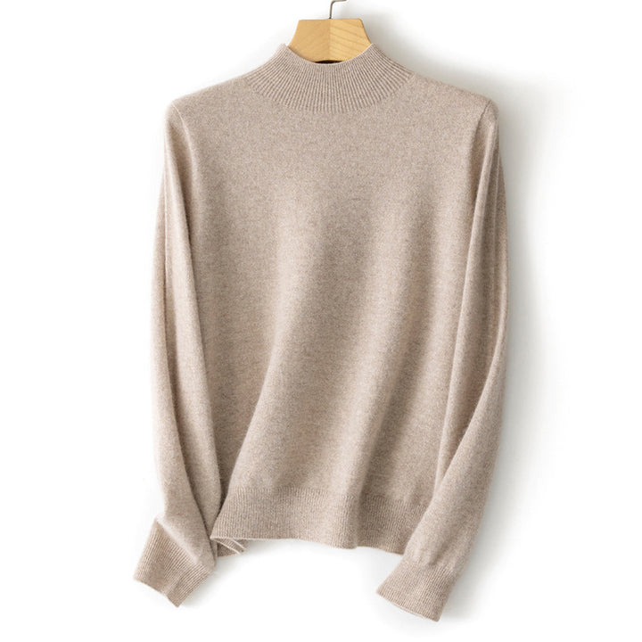 Damen Feiner Stehkragen-Pullover aus Kaschmir-Mix mit gerippten Abschlüssen Drune