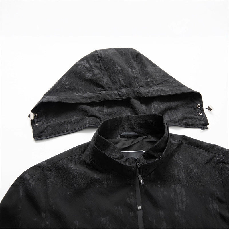 Herren Leichte Softshell-Übergangsjacke mit Kapuze, wasserabweisender Beschichtung und reflektierenden Reißverschlusstaschen Drune