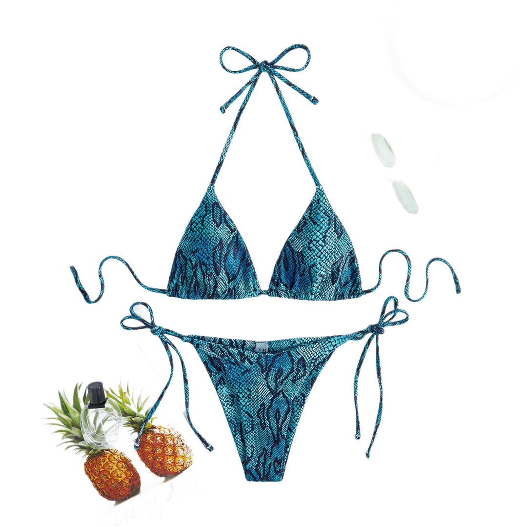 Damen Triangel-Bikini mit Schlangenhautmuster Drune