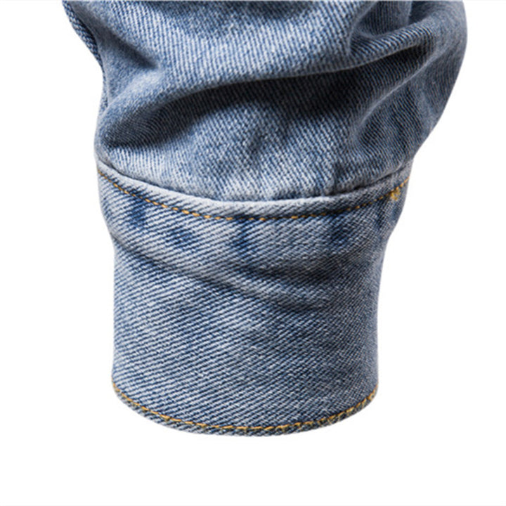 Herren Denim-Jacke im klassischen Stil mit praktischen Taschen und knopfverziertem Design Drune