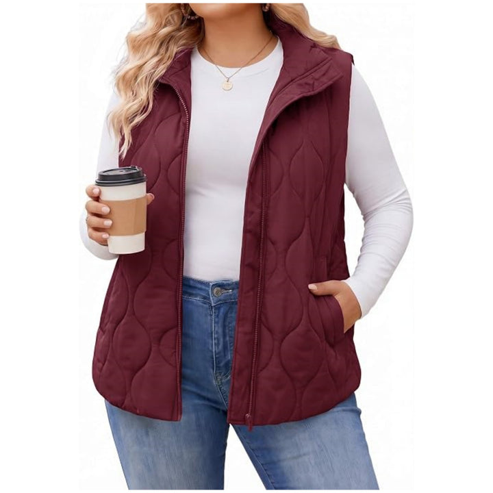 Damen gesteppte Weste mit hohem Kragen, figurfreundlicher Silhouette und Eingrifftaschen Drune