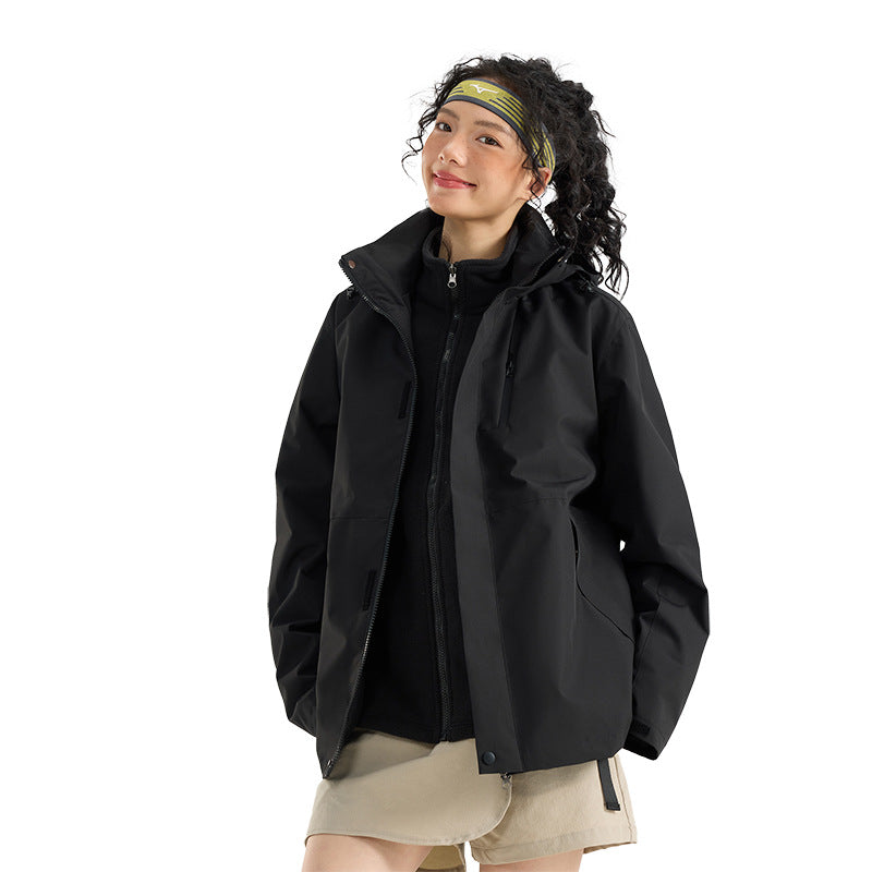 Damen Leichte wasserdichte Parka-Kapuzenjacke mit versiegelten Nähten und Kordelzug Drune