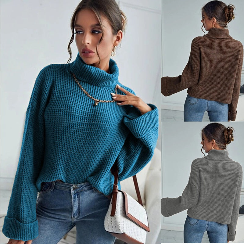 Damen Pullover mit hohem Kragen und strukturiertem Design Drune