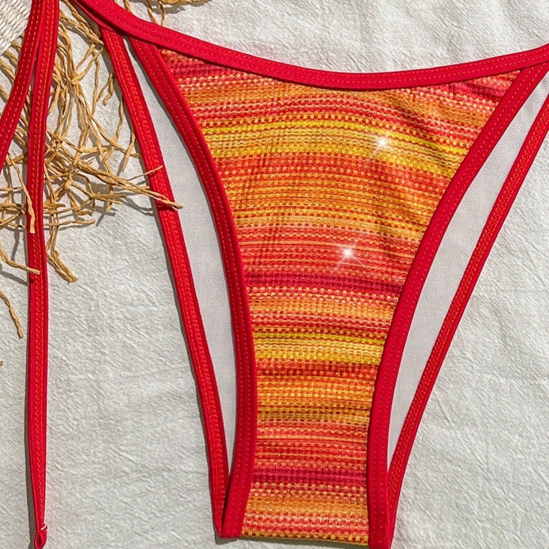 Damen Triangel-Bikini mit modischem Streifendesign Drune