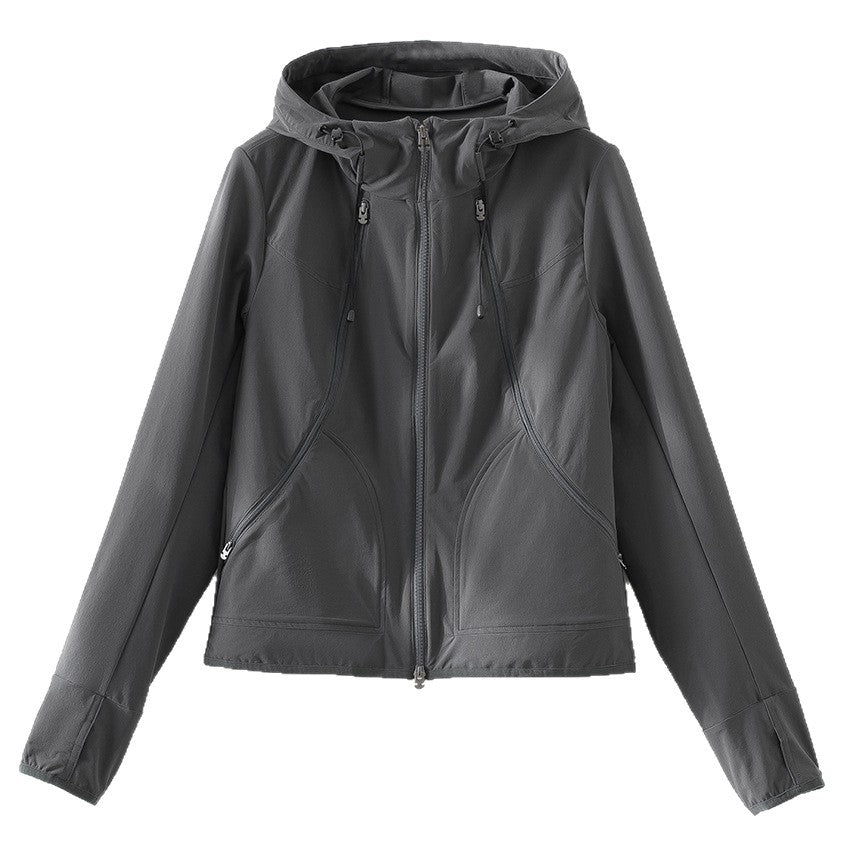 Damen Leichte Softshell-Outdoorjacke mit Kapuze und Zwei-Wege-Reißverschluss Drune