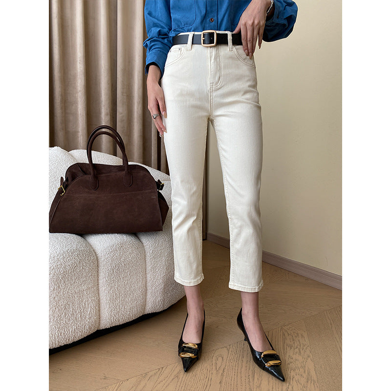Damen Hochgeschnittene Jeans mit Umklappsaum Drune