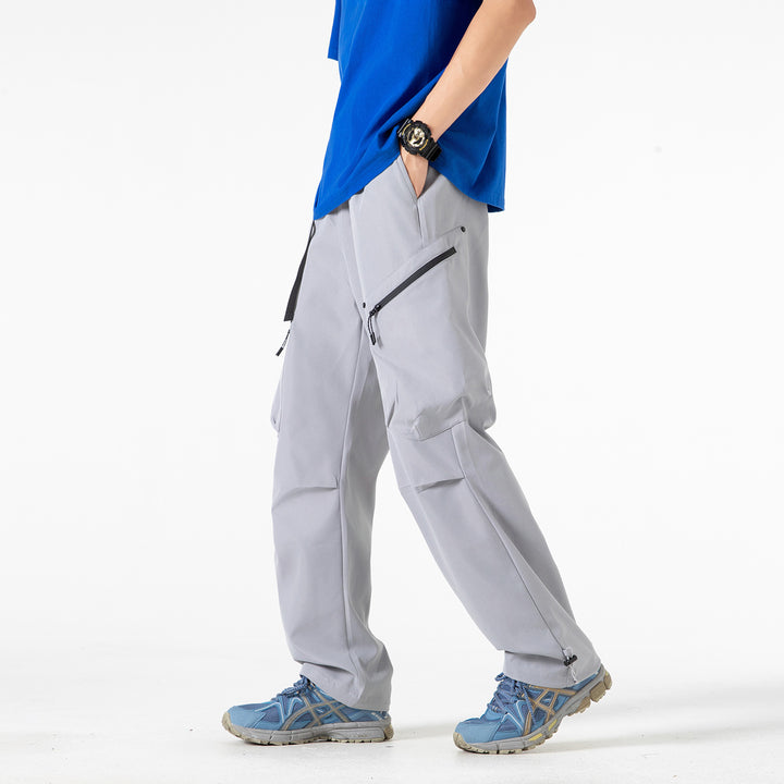 Herren Weite Utility‑Cargohose mit elastischem Bund, Reißverschluss‑Taschen und verstellbarem Saum Drune