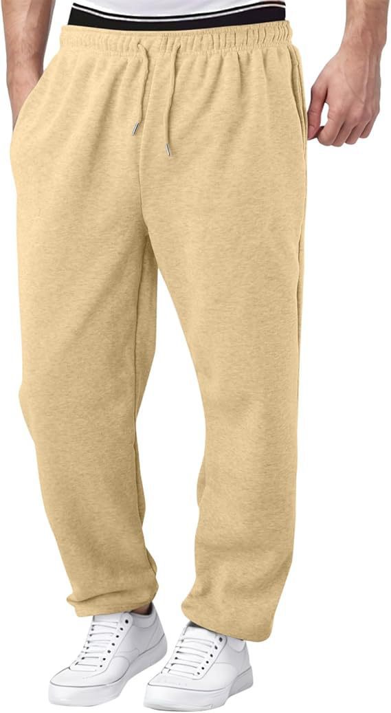 Herren nan Relaxed-Fit Sweatpants mit geradem Bein Fleece-Innenfutter und elastischem Kordelbund Drune