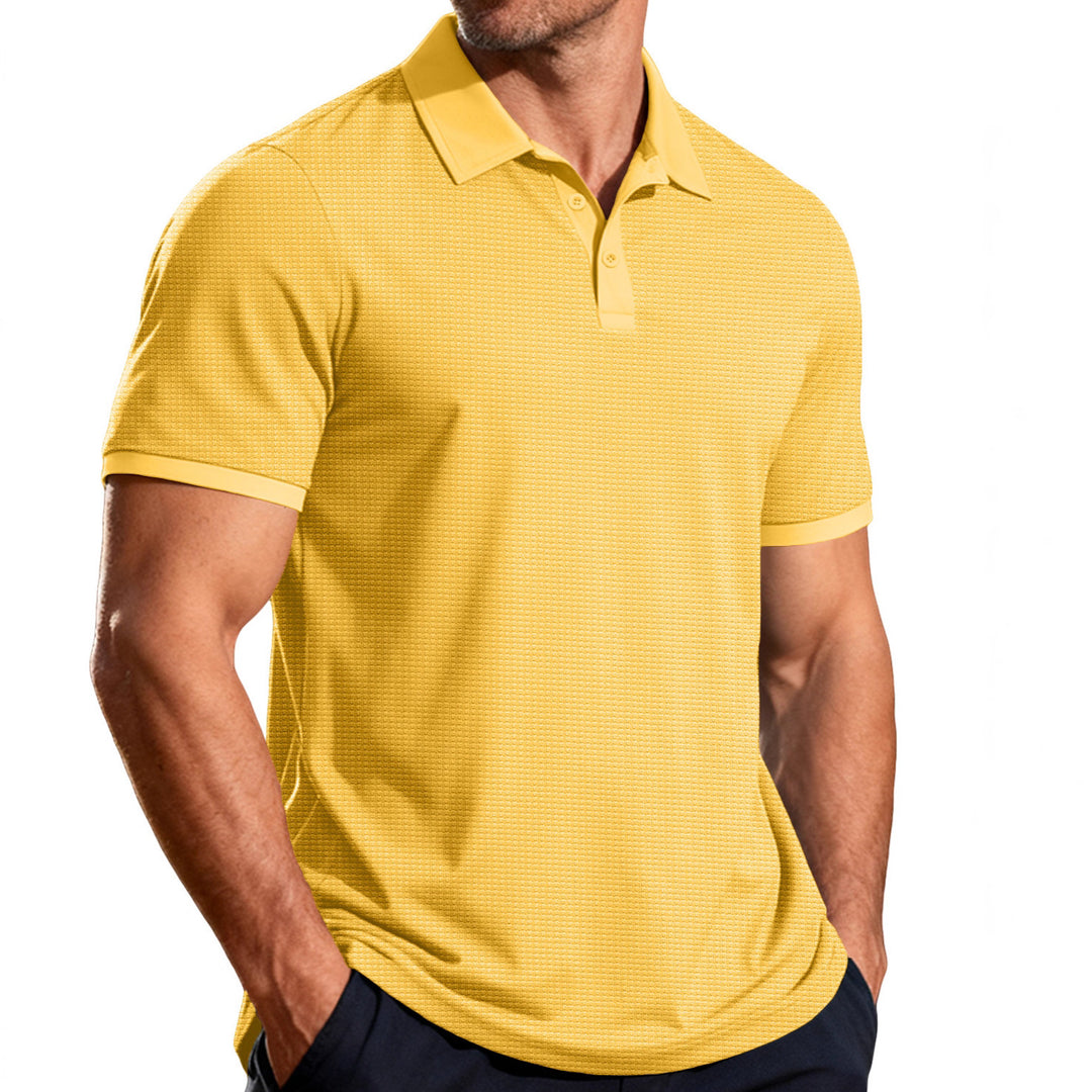 Herren nan strukturiertes Piqué-Kurzarm-Poloshirt mit Hemdkragen Drune