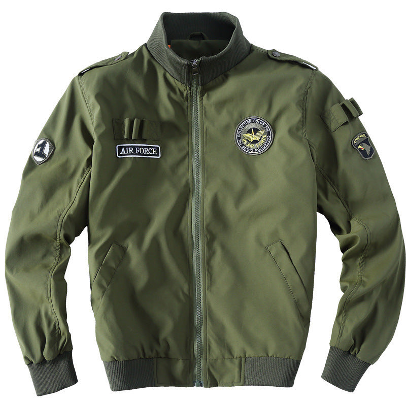 Herren Militärinspirierte Bomberjacke mit Aufnähern, Stehkragen & Reißverschluss Drune