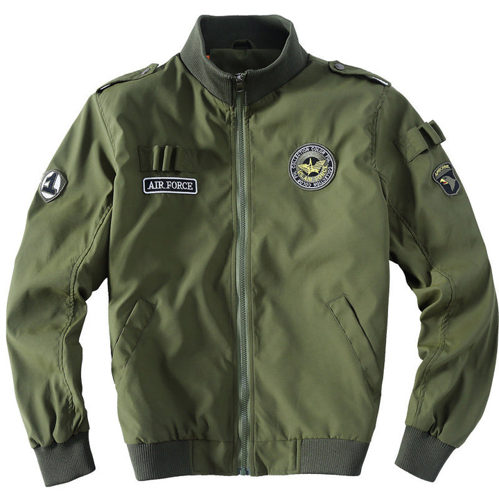 Herren Militärinspirierte Bomberjacke mit Aufnähern, Stehkragen & Reißverschluss Drune