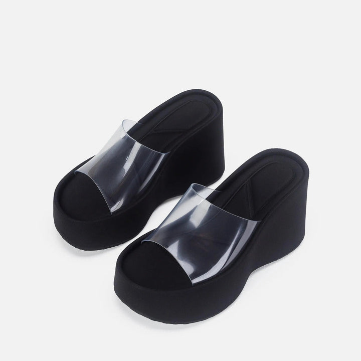 Drune | Translucent platform sandals with ankle strap