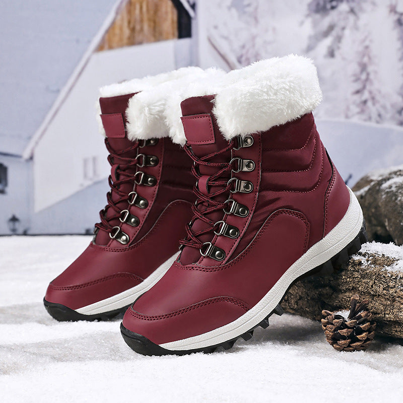 Damen Gefütterte Winterstiefelette für Schnee mit Kunstfellkragen, wasserabweisender PU‑Schutzschicht und griffiger Multiterrain‑Profilsohle Drune