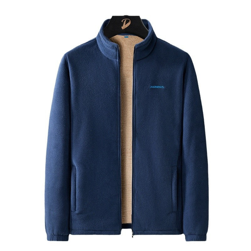 Herren Fleecejacke mit Teddyfutter, Stehkragen und durchgehendem Reißverschluss Drune