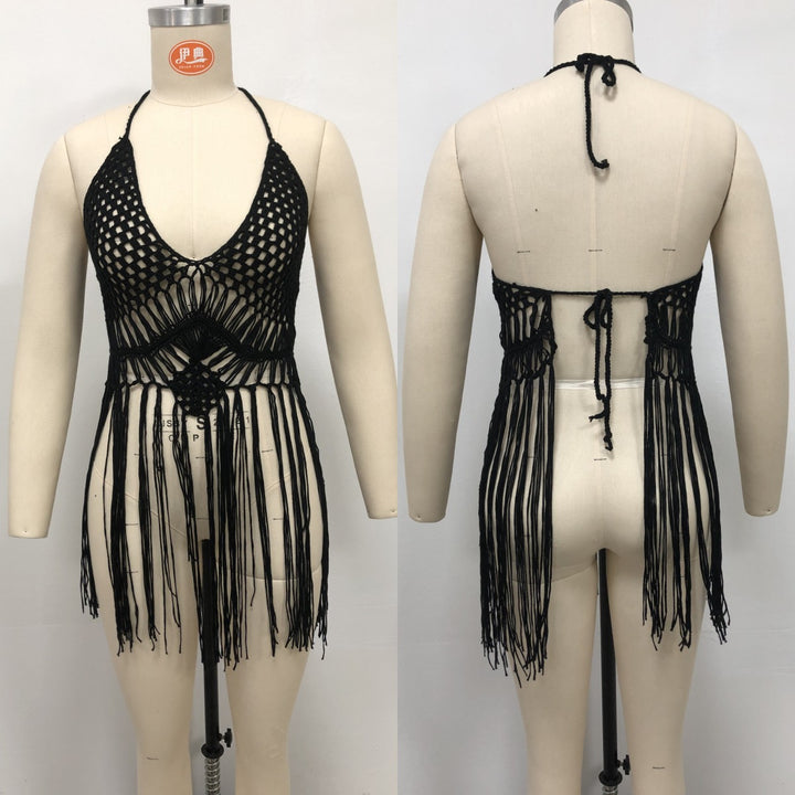 Damen Häkel-Strandtop mit fransenverziertem Design Drune