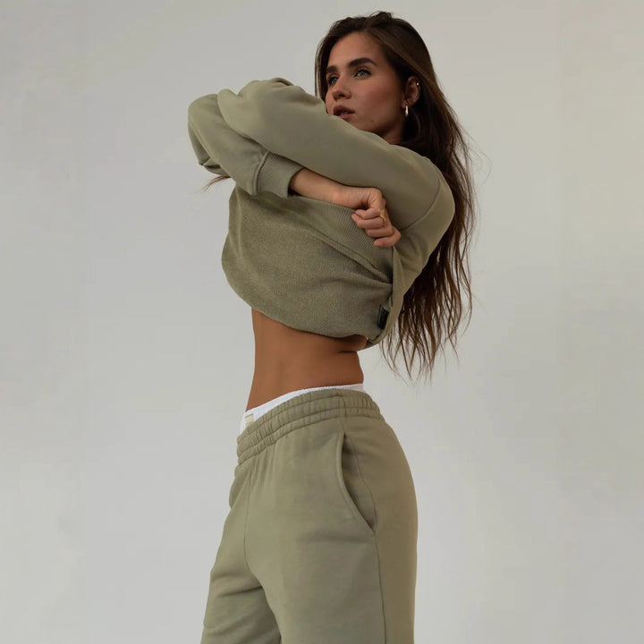 Damen lässiger Freizeitanzug mit hohem Bund und regulierbaren Bündchen Drune