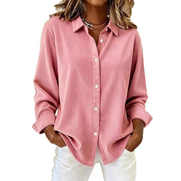 Damen Elegante Cordbluse mit Knopfleiste Drune