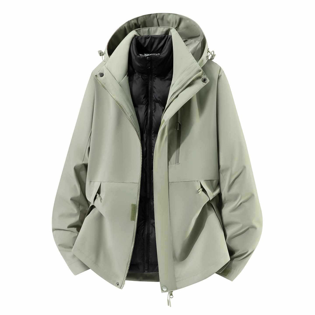 Herren Wasserfeste dreiteilige Winterjacke mit abnehmbarer Daunen-Innenjacke und Kapuze Drune