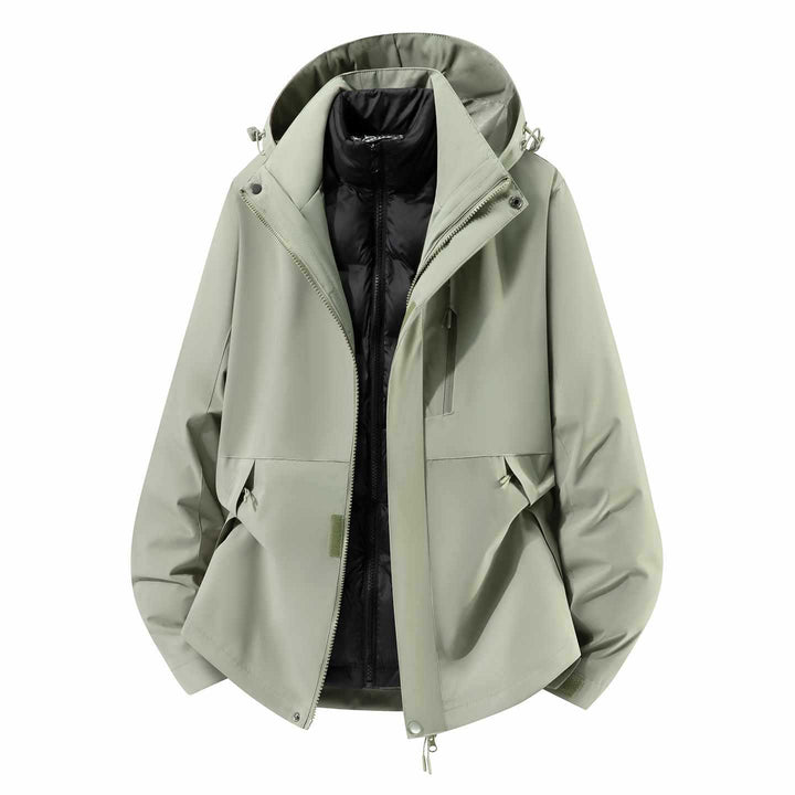 Herren Wasserfeste dreiteilige Winterjacke mit abnehmbarer Daunen-Innenjacke und Kapuze Drune