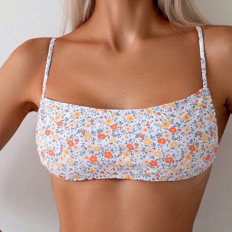 Damen Bandeau-Bikini-Oberteil mit fröhlichem Blumenmuster Drune