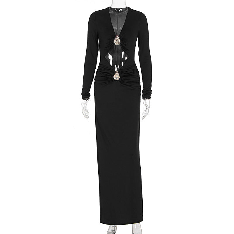 Damen Glamouröses Abendkleid mit raffinierten Cut-Outs und funkelnden Details Drune