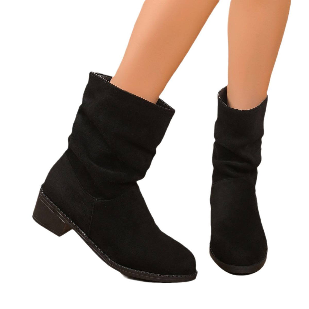 Damen Modische Stiefeletten mit Falten-Design Drune