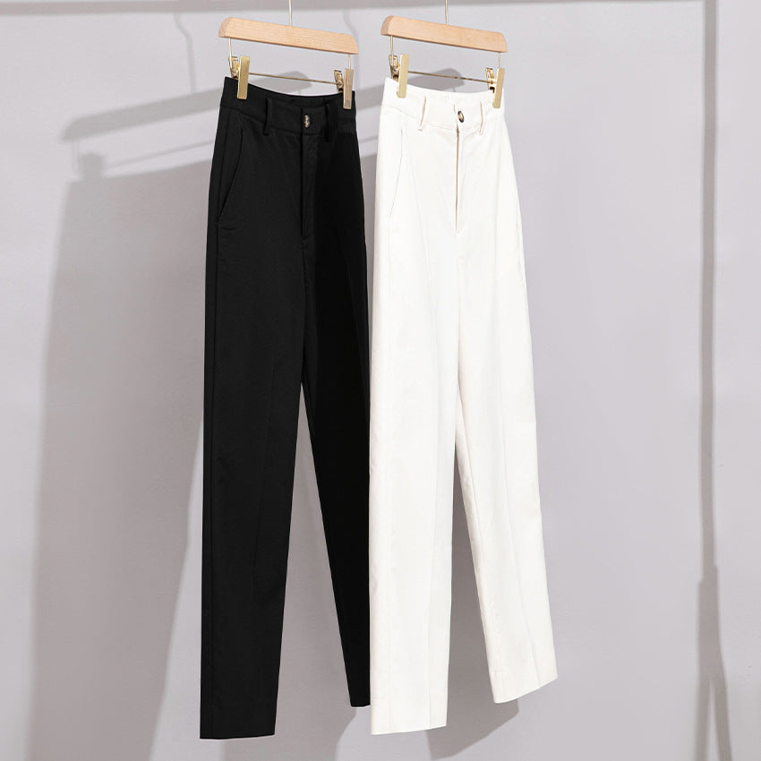 Damen Hochtaillierte gerade geschnittene Chino-Hose mit Bügelfalte Drune